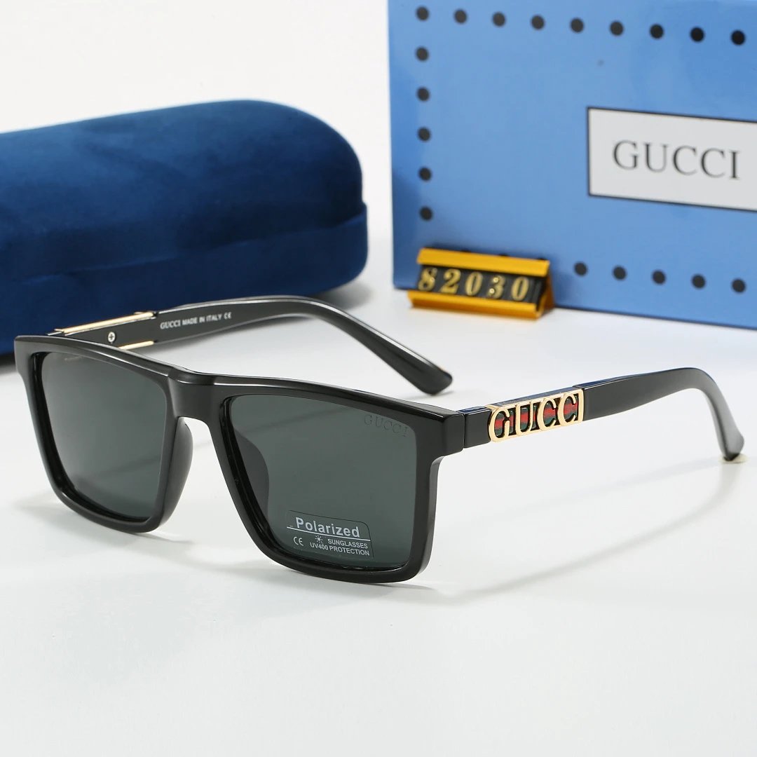 Gucci Blue Tinted Lens Square Sunglasses, Polished Frame Style 16