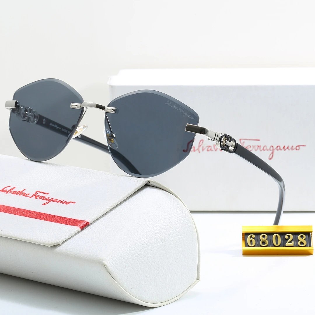 Ferragamo Tinted Lens Square Sunglasses, Polished Frame Style 06