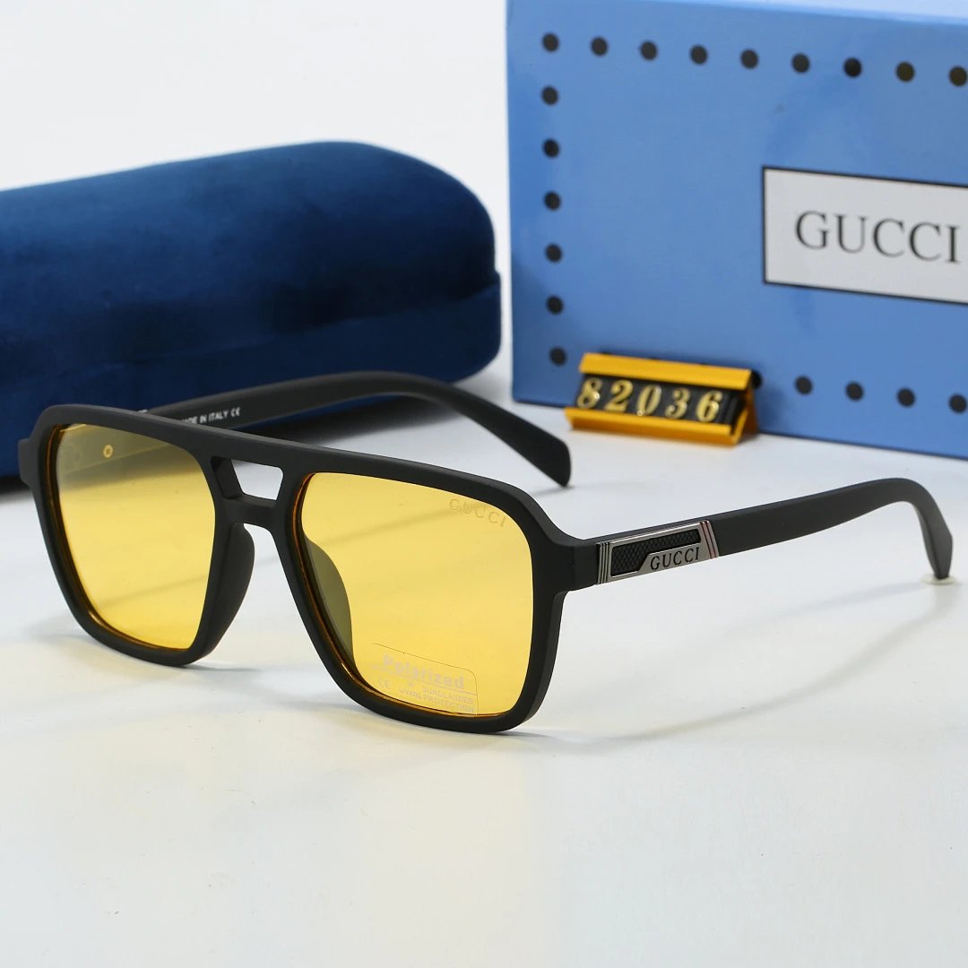 Gucci Blue Tinted Lens Square Sunglasses, Polished Frame Style 07