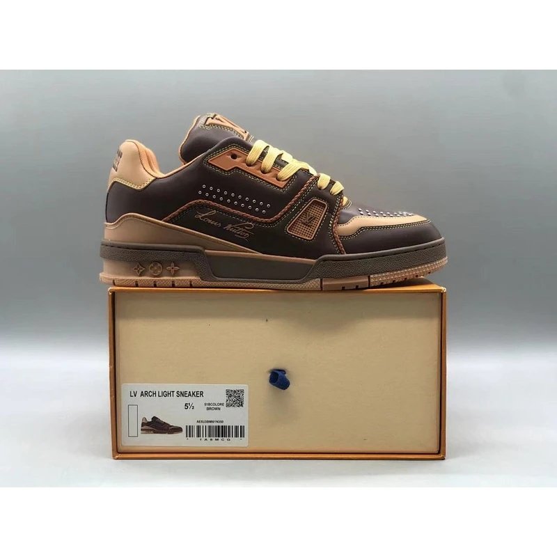Trainer Low Top Sneakers   round toe lace-up low-top Brown Red - Style 27