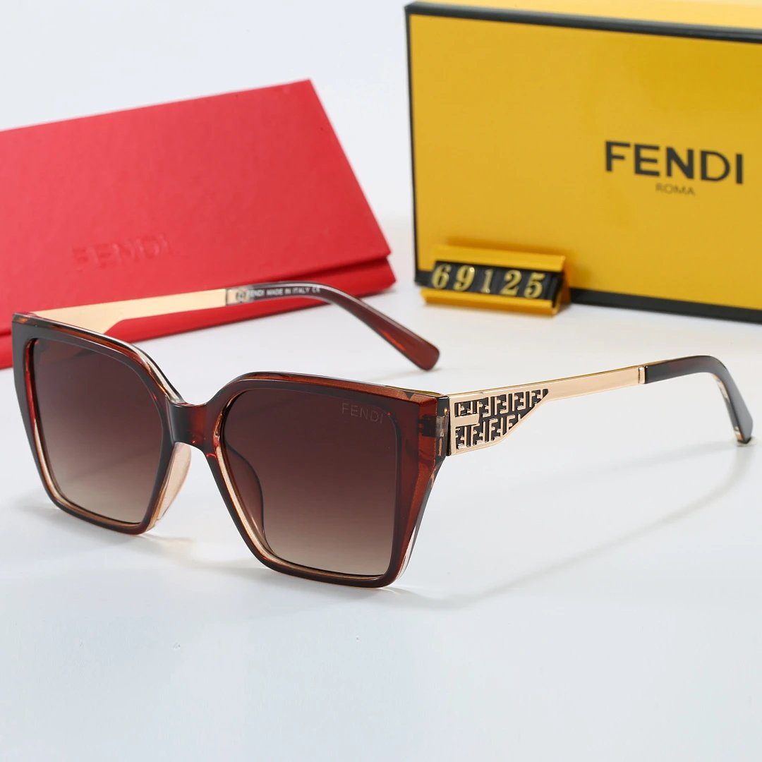 Fendi Brown Tinted Lens Square Sunglasses, Polished Frame Style 10