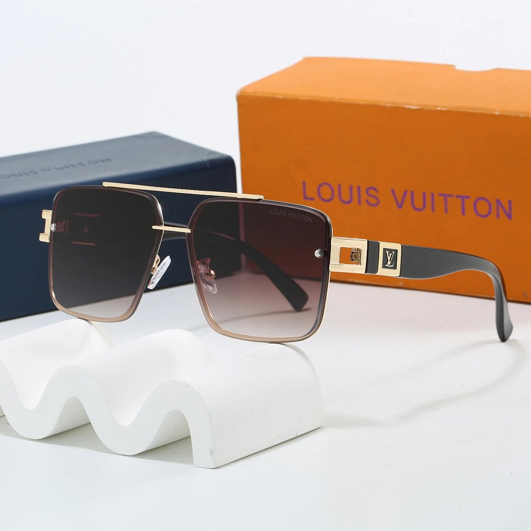Louis Vuitton Brown Tinted Lens Square Sunglasses, Polished Frame Style 34