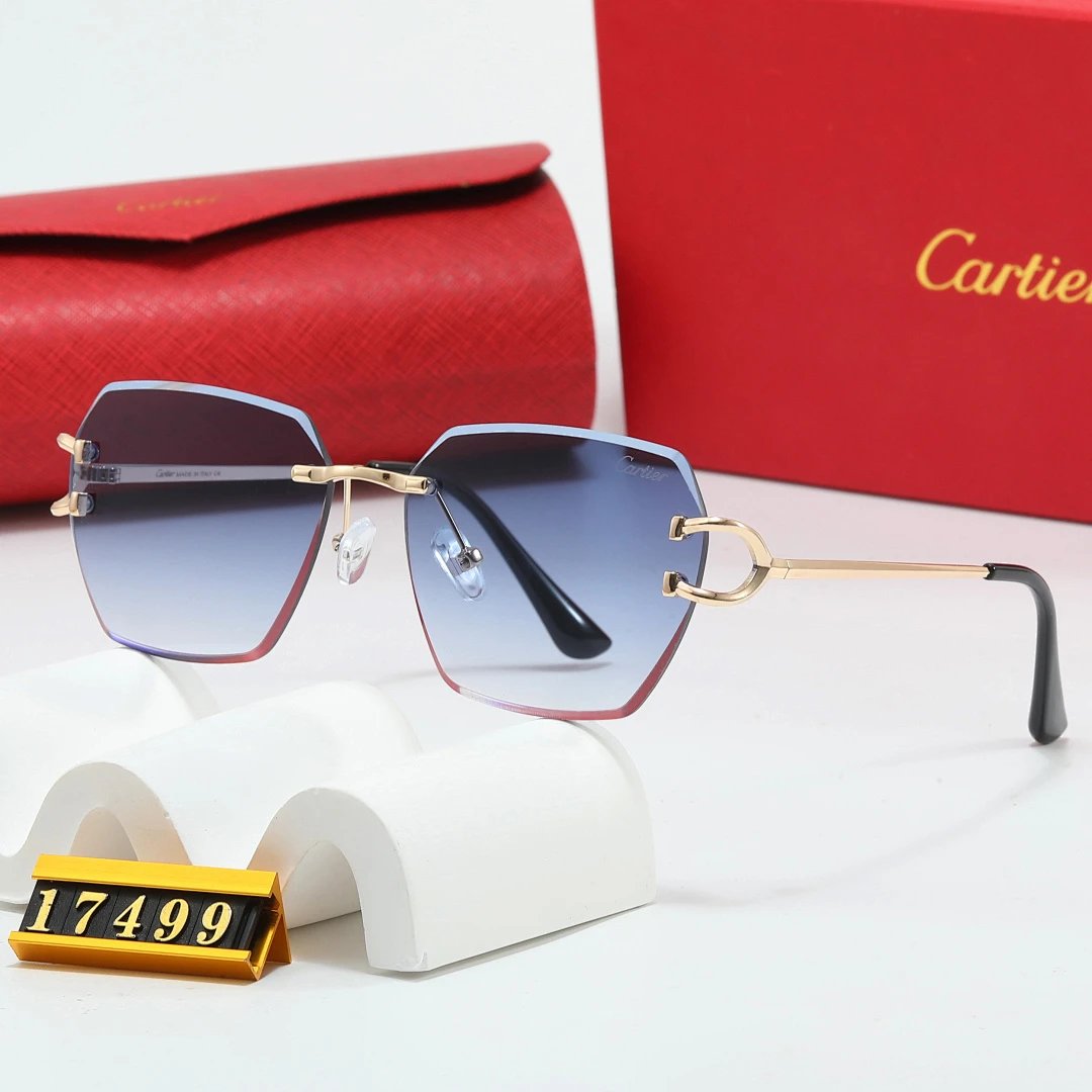 Cartier Red Tinted Lens Geometric Sunglasses, Polished Frame Style 31