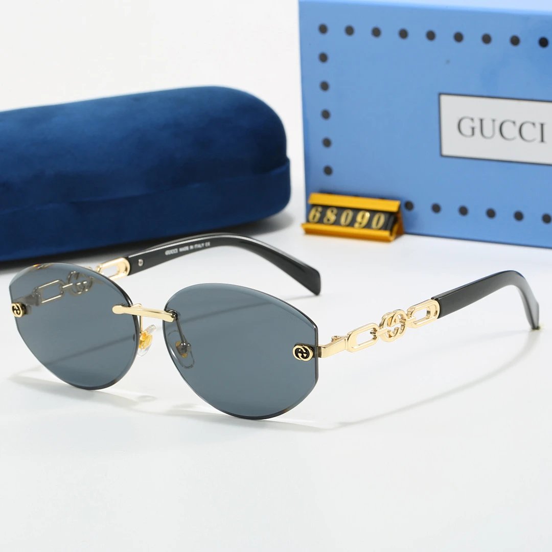 Gucci Blue Tinted Lens Square Sunglasses, Polished Frame Style 37