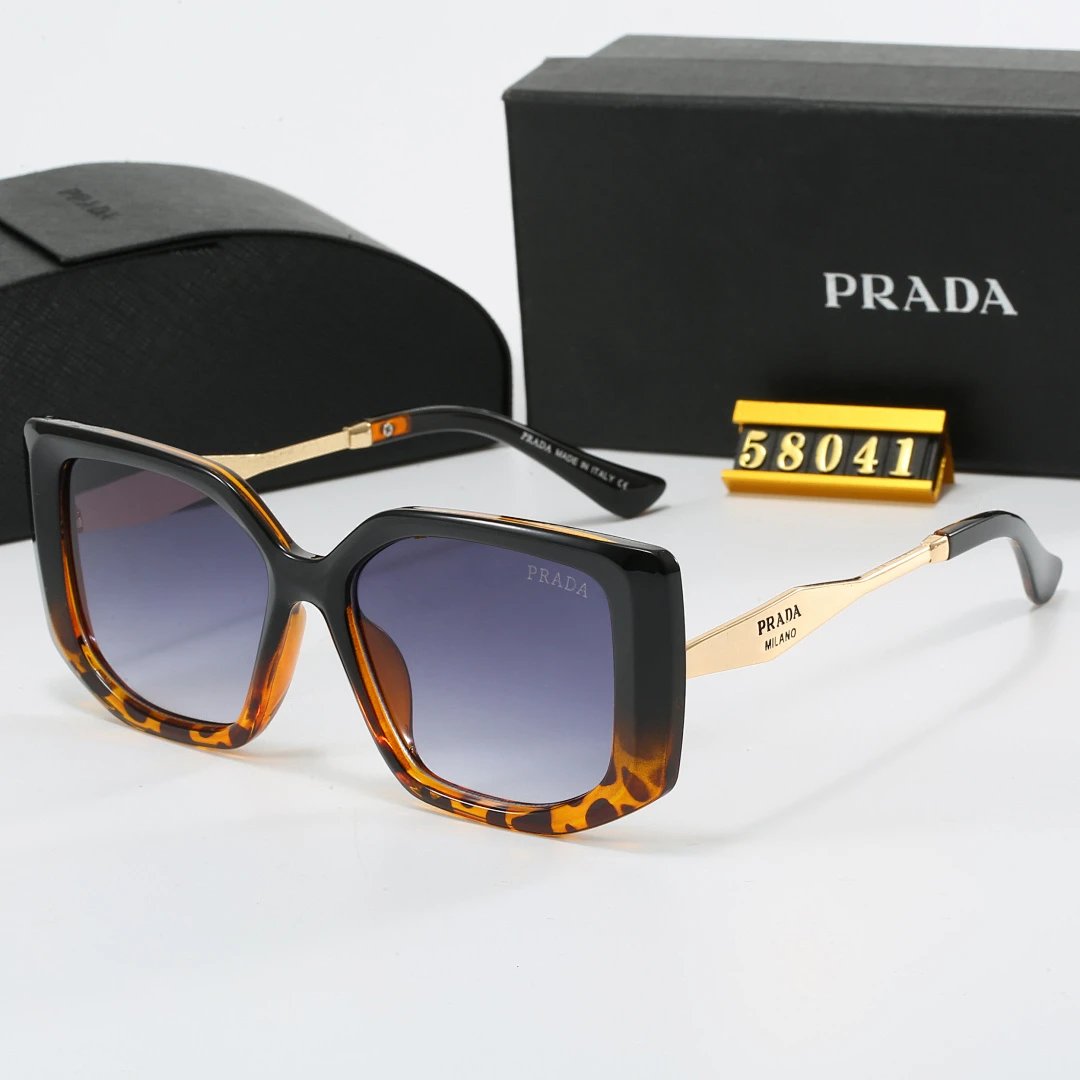 Prada Black Tinted Lens Square Sunglasses, Polished Frame Style 25