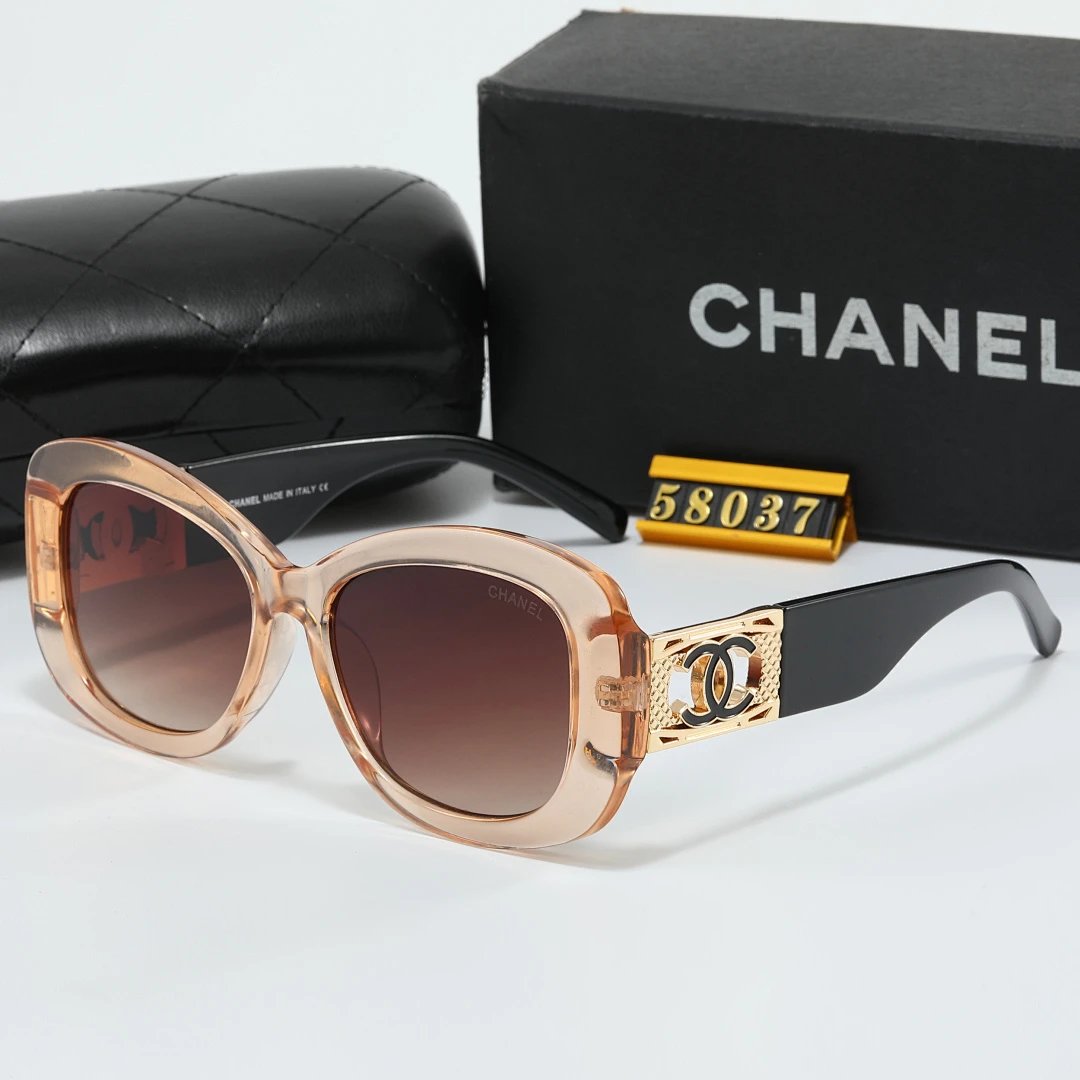 Chanel Black Tinted Lens Square Sunglasses, Polished Frame Style 22