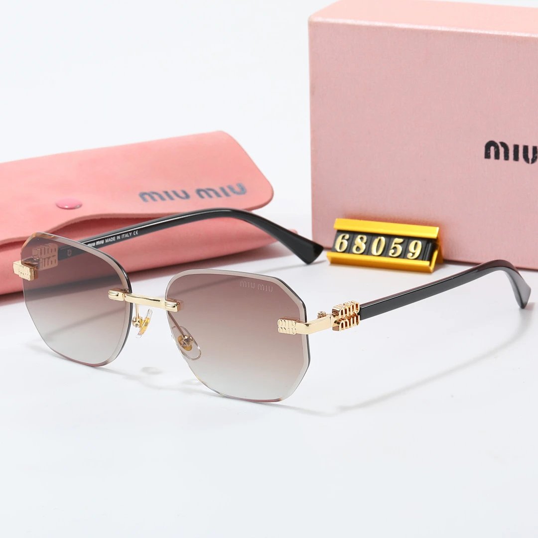 Miu Miu Brown Tinted Lens Square Sunglasses, Polished Frame Style 06
