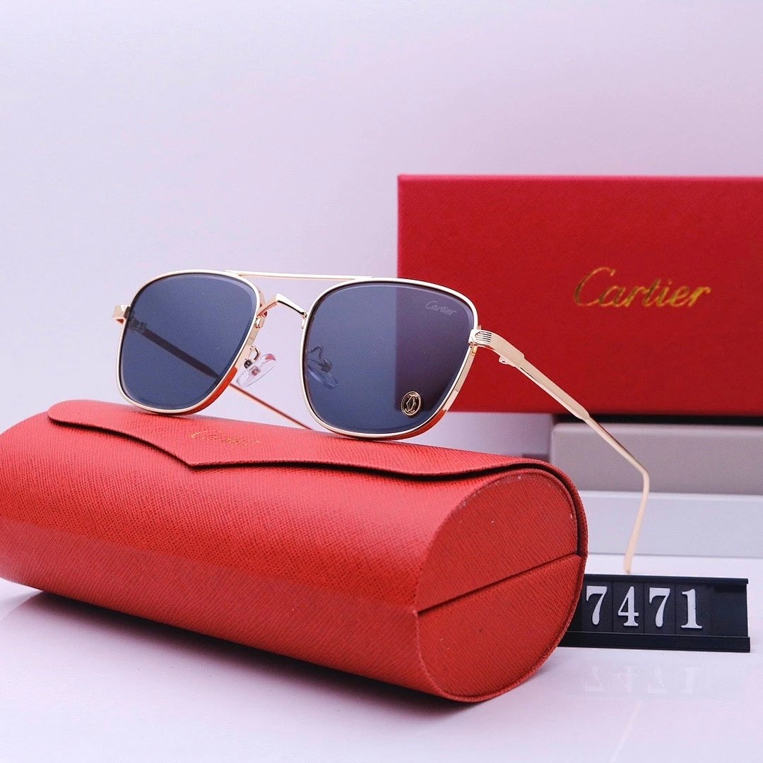 Cartier Red Tinted Lens Geometric Sunglasses, Polished Frame Style 07
