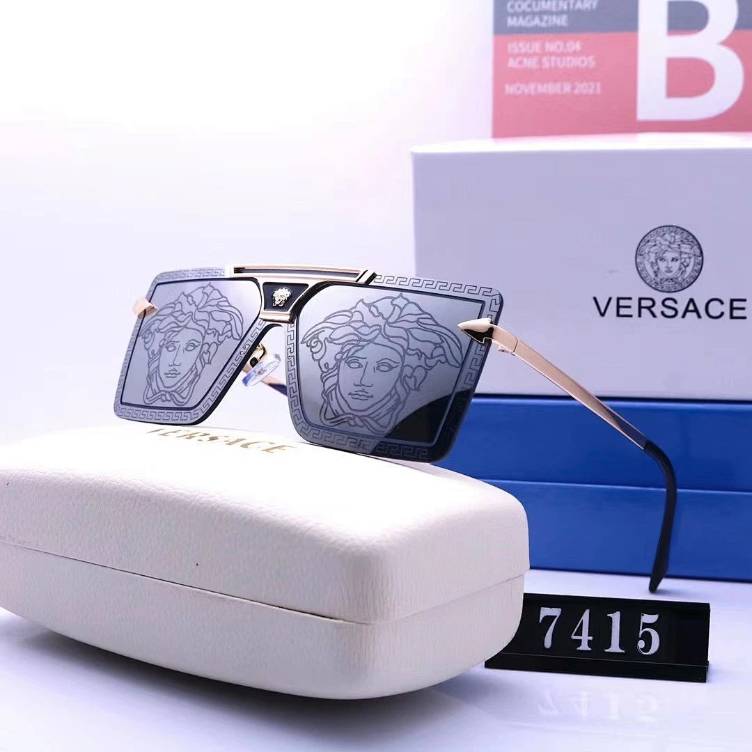 Versace Black Tinted Lens Square Sunglasses, Polished Frame Style 01