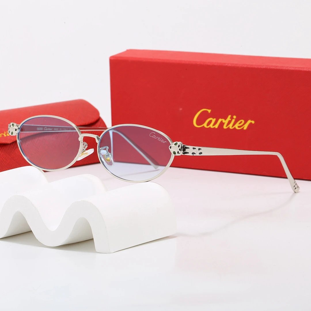 Cartier Red Tinted Lens Geometric Sunglasses, Polished Frame Style 08