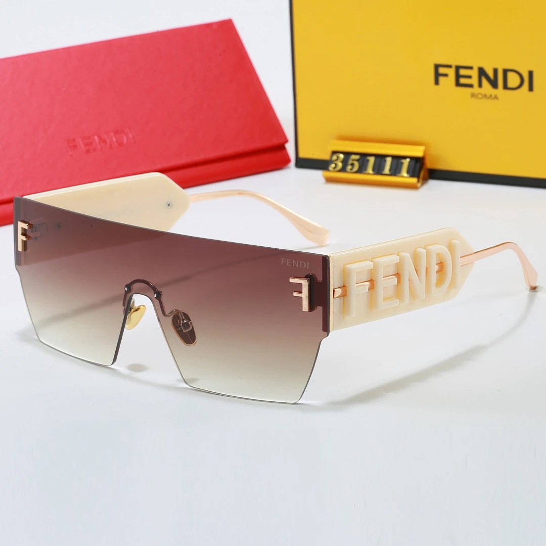 Fendi Brown Tinted Lens Square Sunglasses, Polished Frame Style 20
