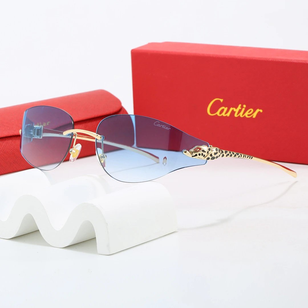 Cartier Red Tinted Lens Geometric Sunglasses, Polished Frame Style 11