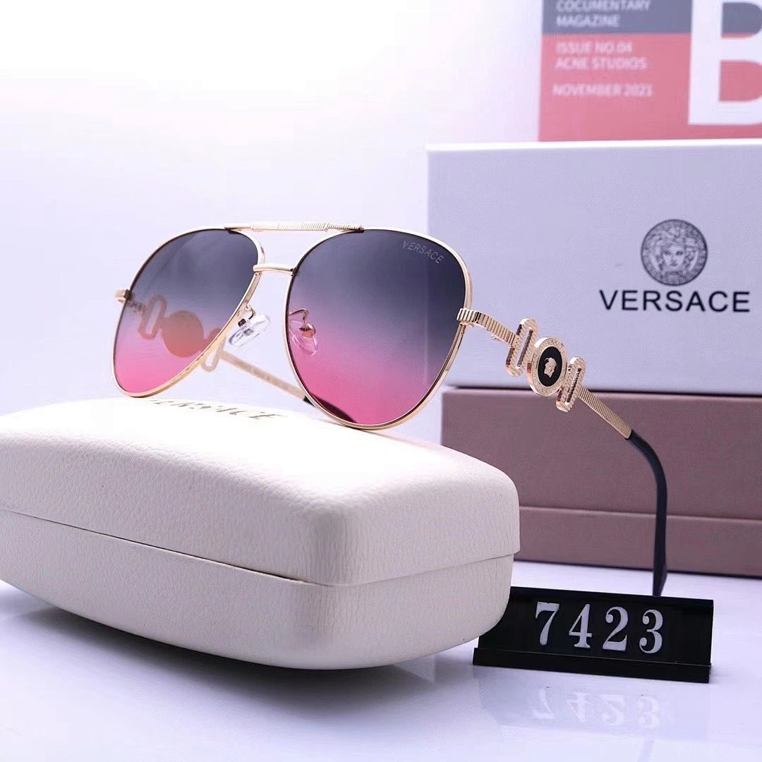 Versace Gray Tinted Lens Square Sunglasses, Polished Frame Style 03