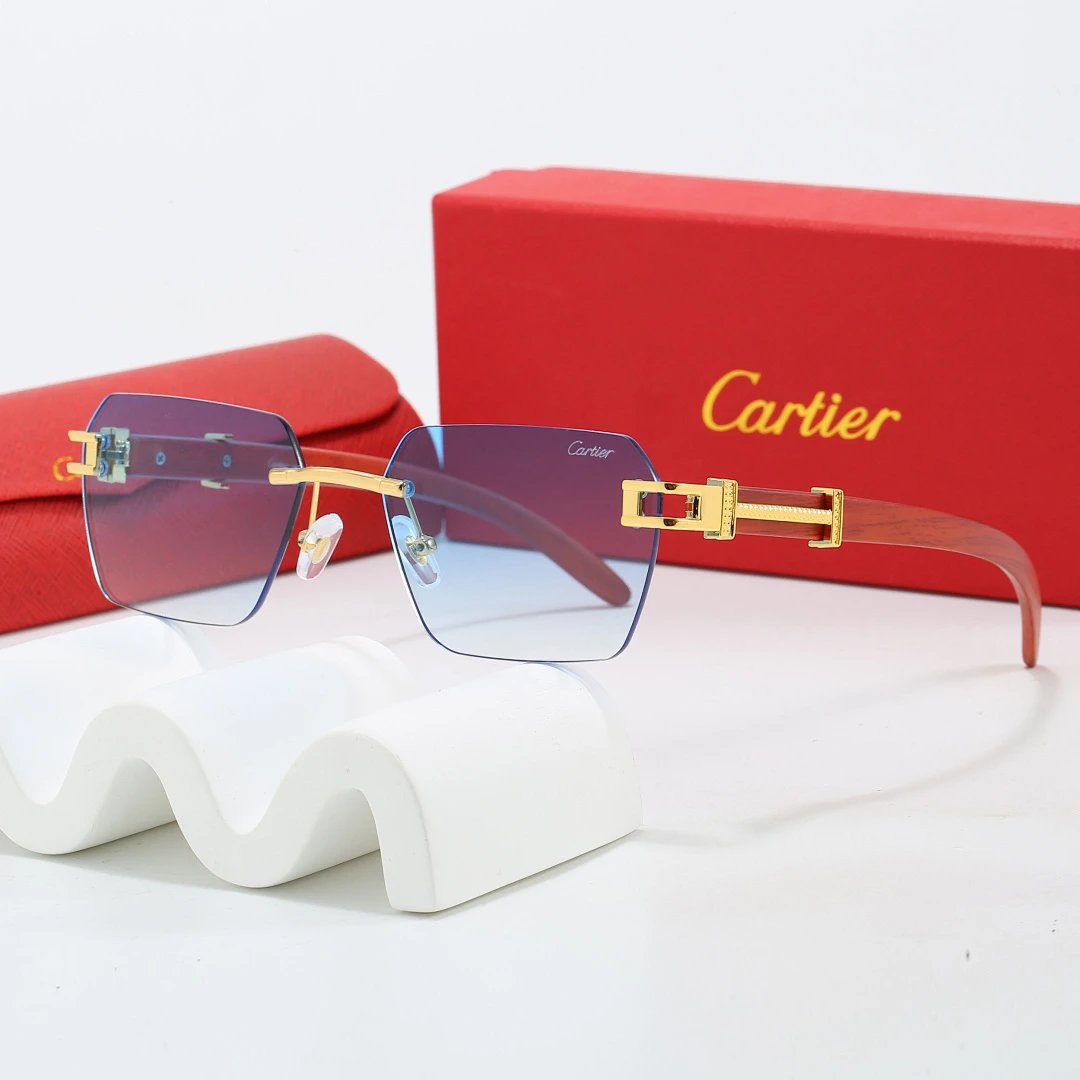Cartier Red Tinted Lens Geometric Sunglasses, Polished Frame Style 17
