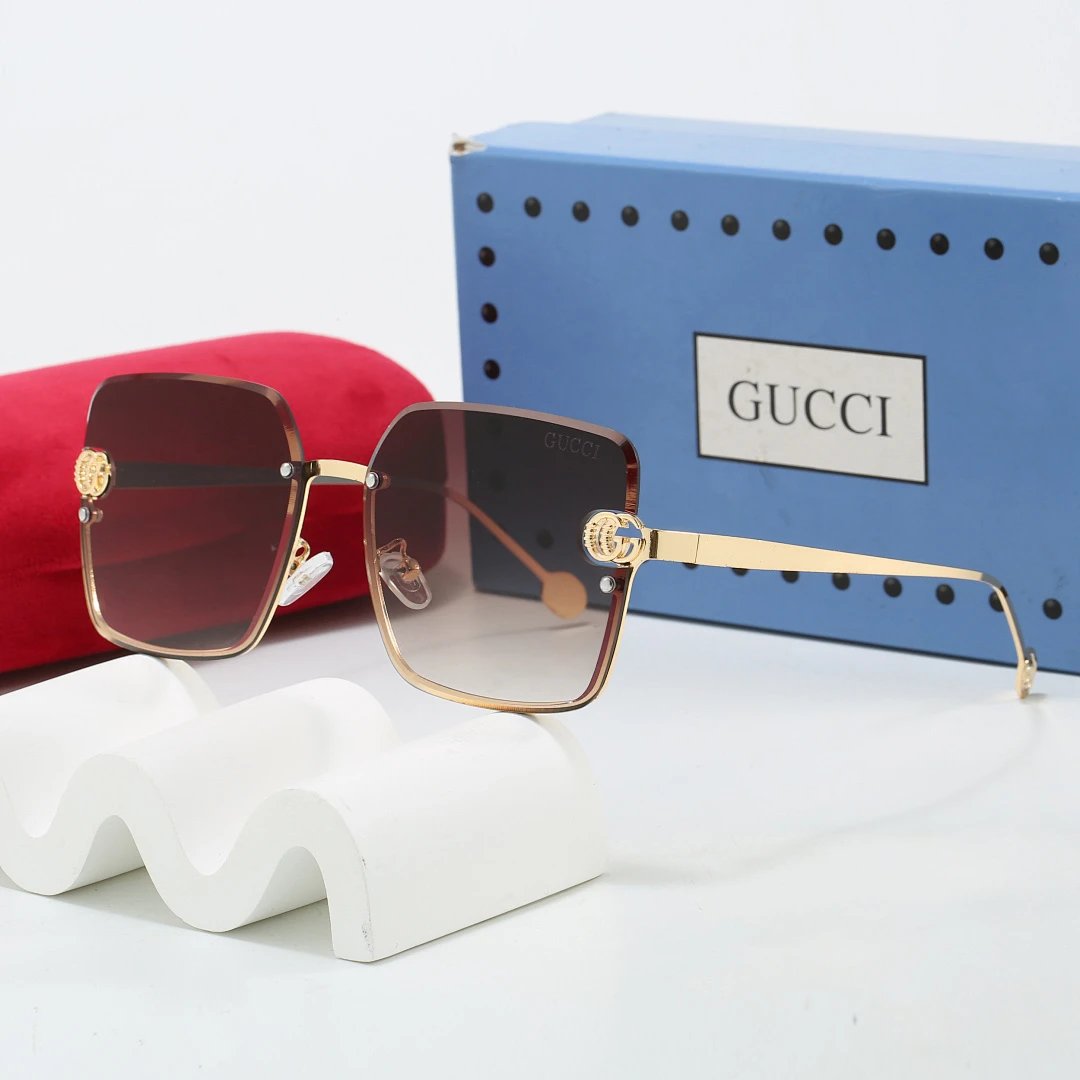 Gucci Tinted Lens Square Sunglasses, Polished Frame Style 09