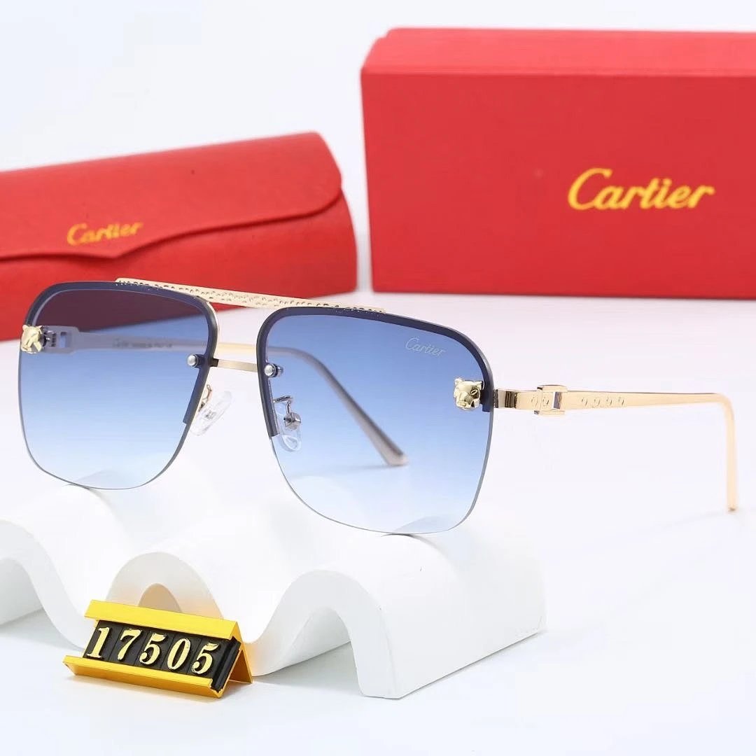 Cartier Tinted Lens Geometric Sunglasses, Polished Frame Style 03