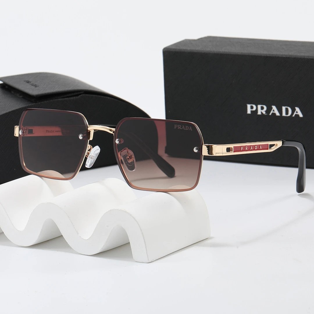 Prada Black Tinted Lens Square Sunglasses, Polished Frame Style 12