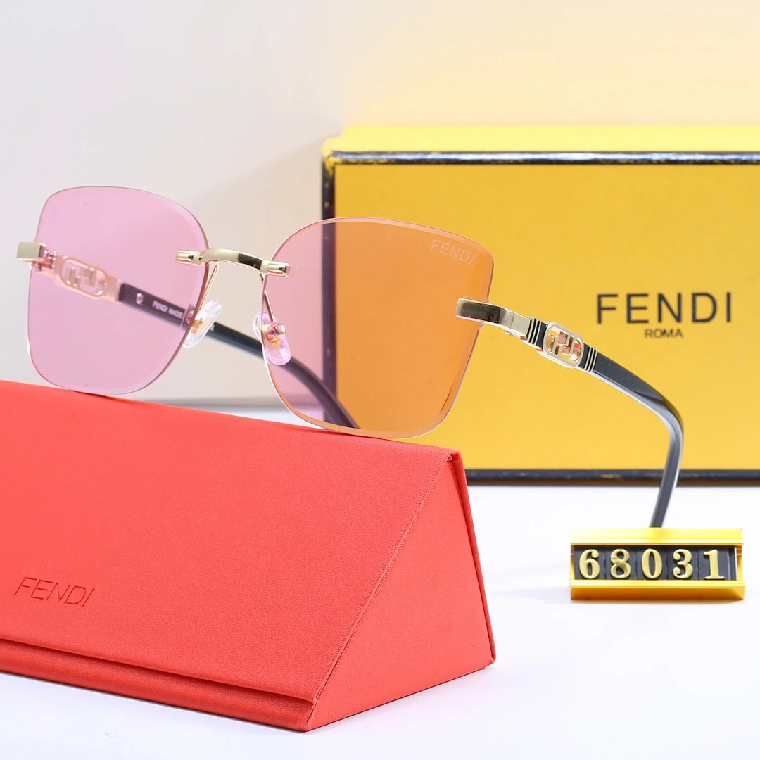 Fendi Tinted Lens Square Sunglasses, Polished Frame Style 02