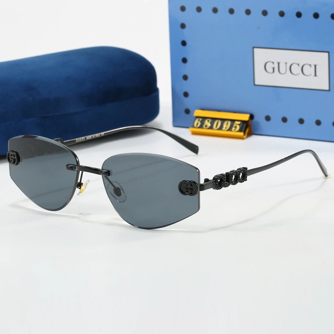 Gucci Blue Tinted Lens Square Sunglasses, Polished Frame Style 24