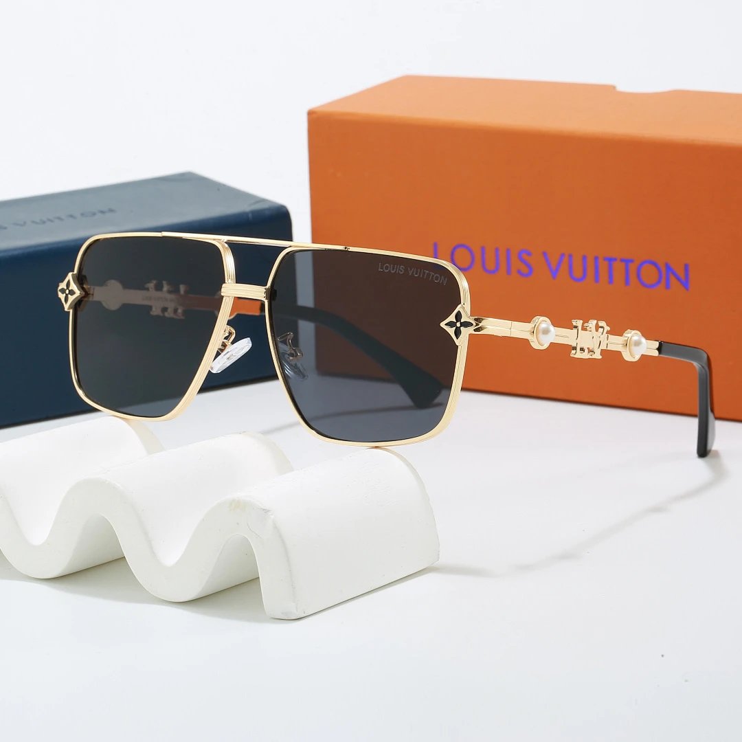 Louis Vuitton Brown Tinted Lens Square Sunglasses, Polished Frame Style 15