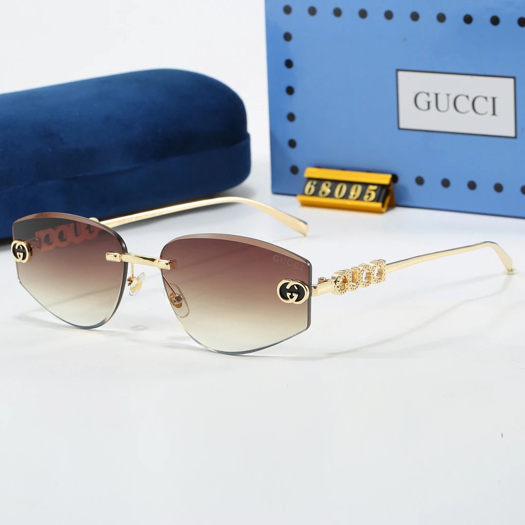 Gucci Blue Tinted Lens Square Sunglasses, Polished Frame Style 25