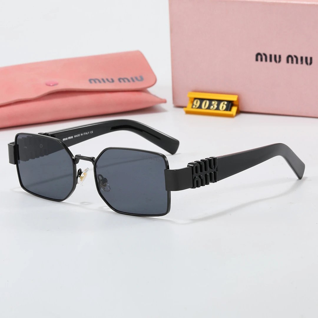 Miu Miu Black Tinted Lens Square Sunglasses, Polished Frame Style 12