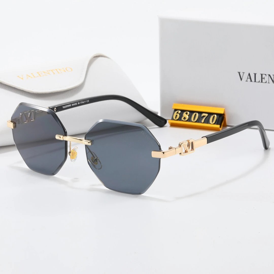 Valentino Black Tinted Lens Designer Sunglasses, Polished Frame Style 02