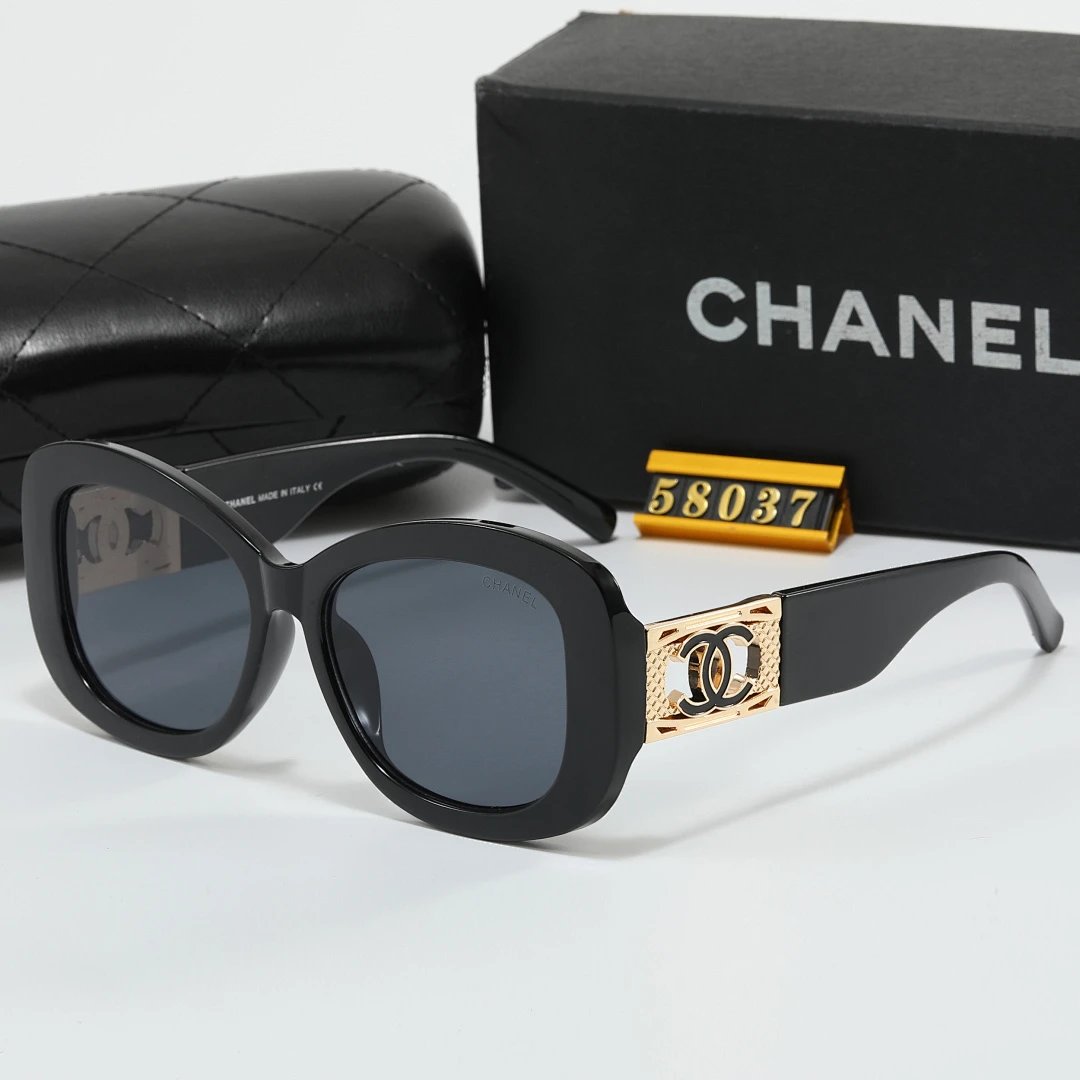 Chanel Black Tinted Lens Square Sunglasses, Polished Frame Style 26