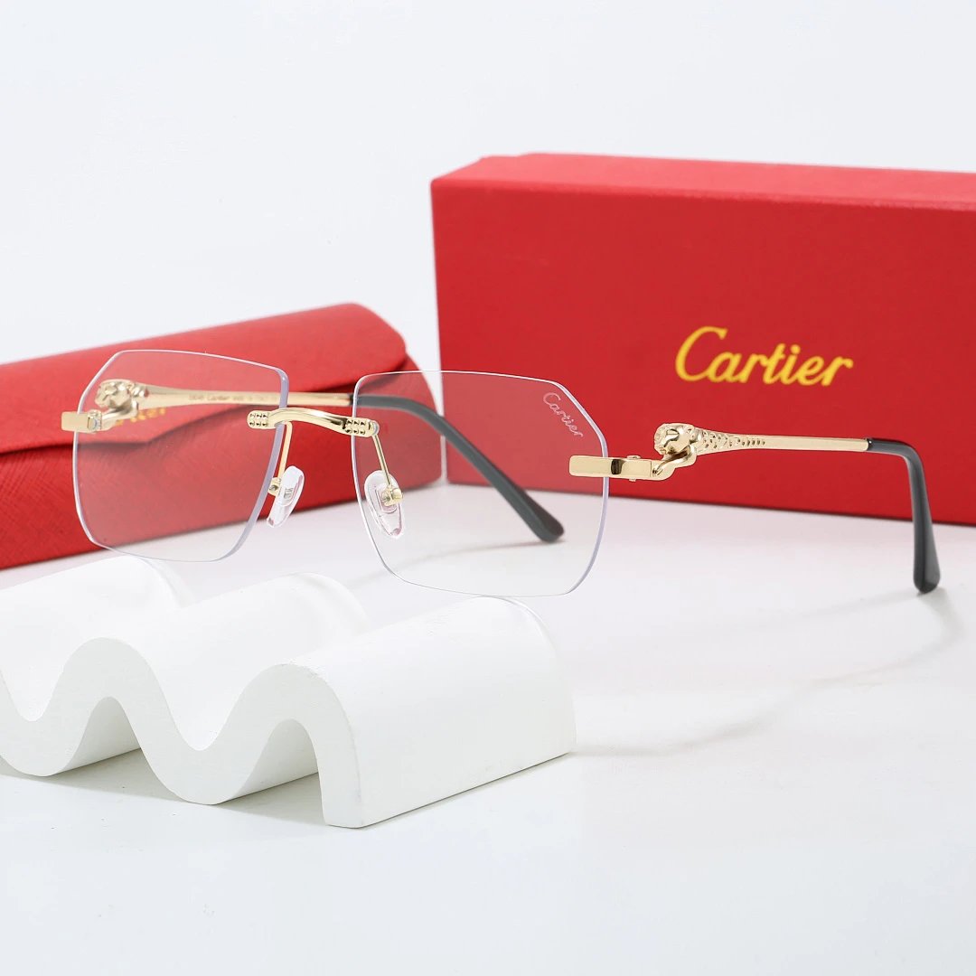 Cartier Red Tinted Lens Geometric Sunglasses, Polished Frame Style 17