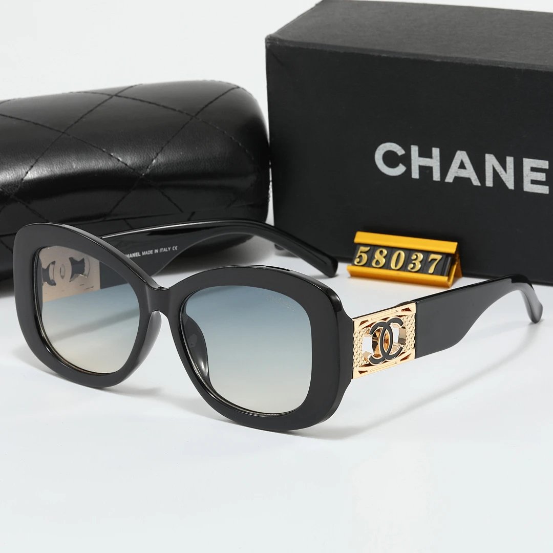 Chanel Black Tinted Lens Square Sunglasses, Polished Frame Style 23