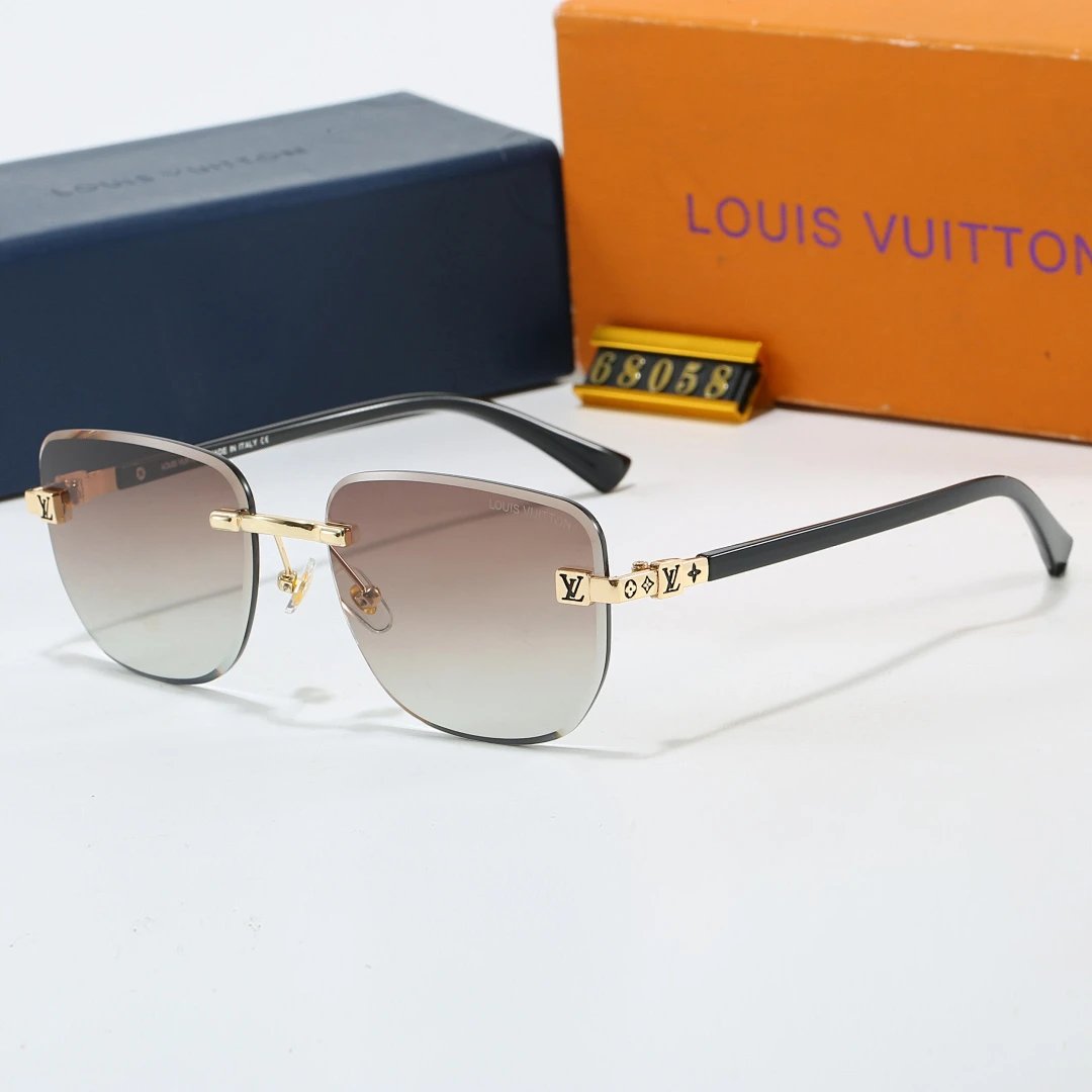 Louis Vuitton Brown Tinted Lens Square Sunglasses, Polished Frame Style 37