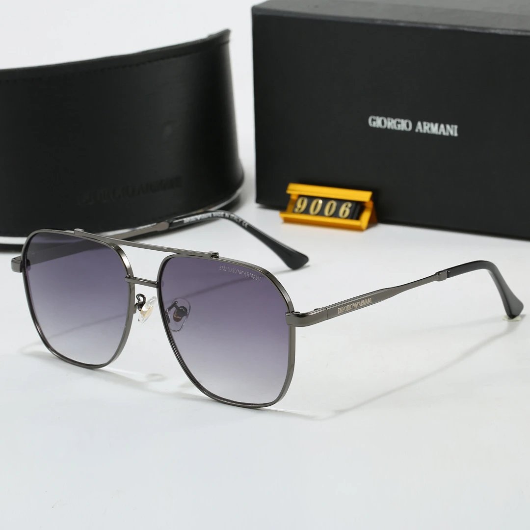 Armani Black Tinted Lens Square Sunglasses, Polished Frame Style 02