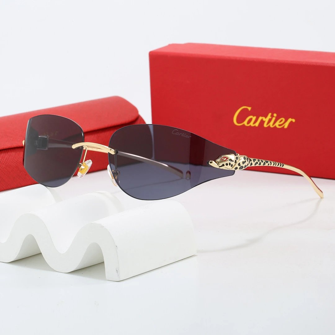 Cartier Red Tinted Lens Geometric Sunglasses, Polished Frame Style 15