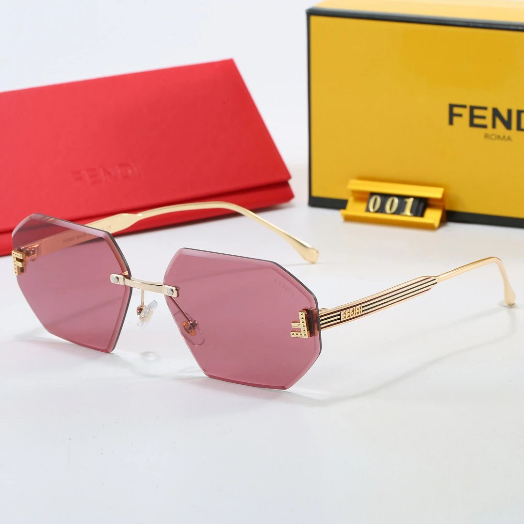Fendi Brown Tinted Lens Square Sunglasses, Polished Frame Style 06