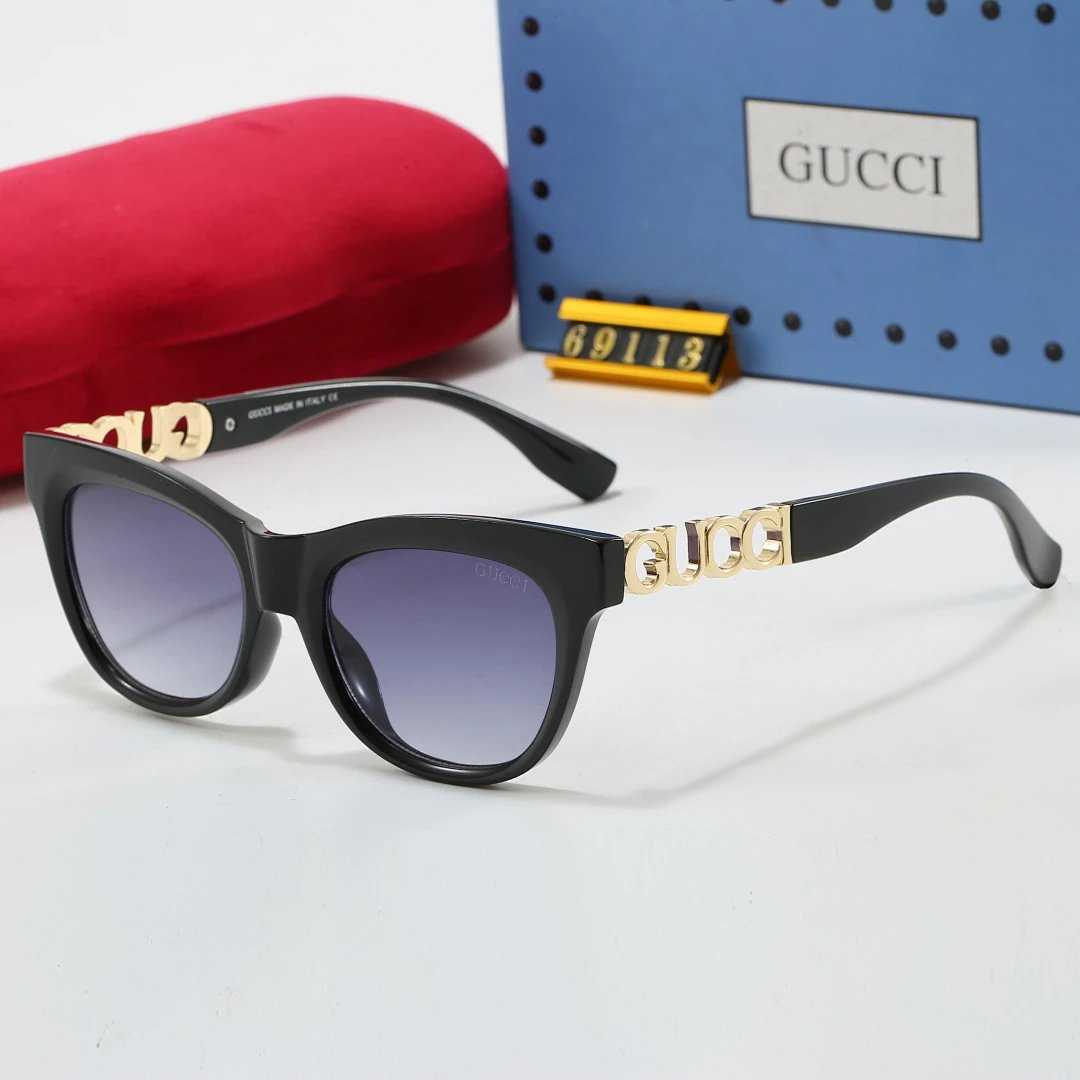 Gucci Tinted Lens Square Sunglasses, Polished Frame Style 08