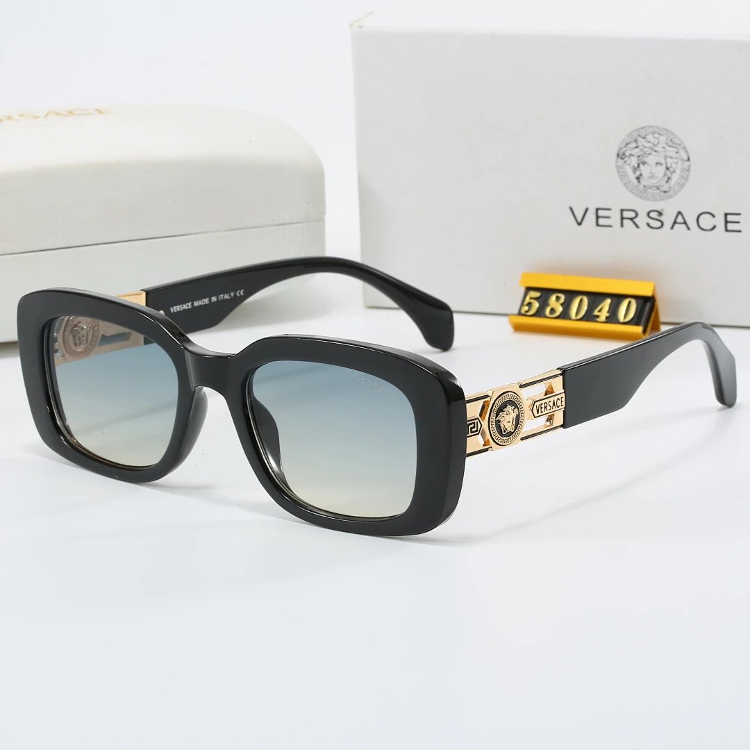 Versace Black Tinted Lens Square Sunglasses, Polished Frame Style 35