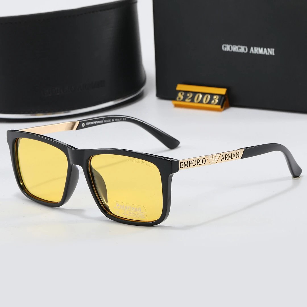 Armani Black Tinted Lens Square Sunglasses, Polished Frame Style 03