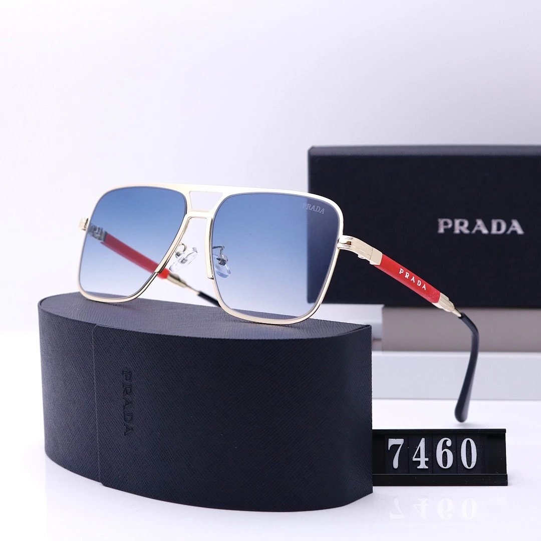 Prada Black Tinted Lens Square Sunglasses, Polished Frame Style 12