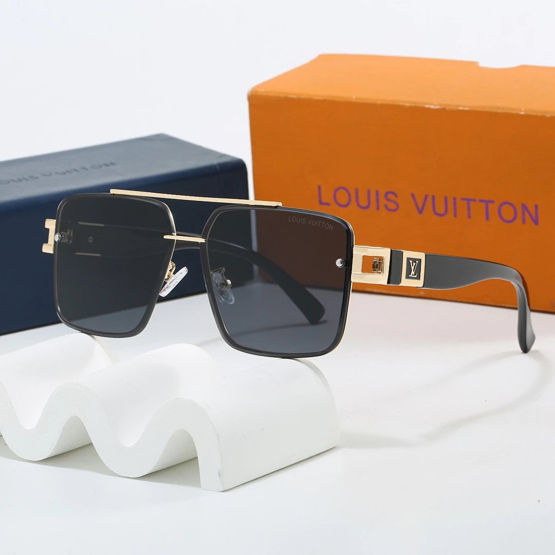 Louis Vuitton Brown Tinted Lens Square Sunglasses, Polished Frame Style 33
