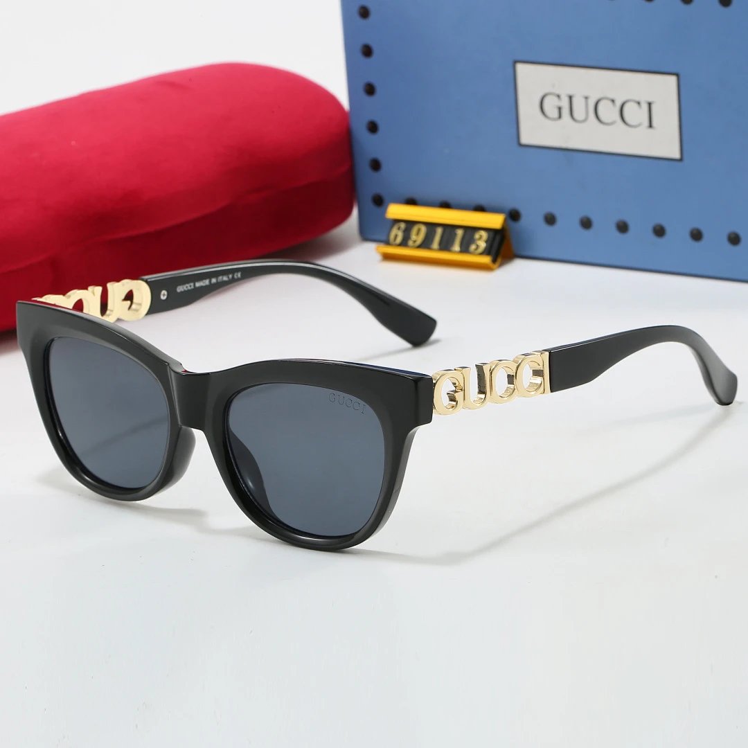 Gucci Tinted Lens Square Sunglasses, Polished Frame Style 09