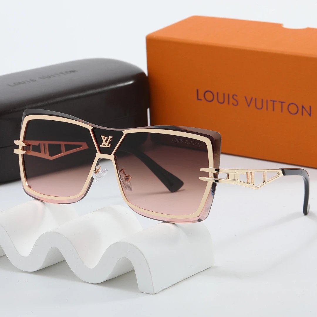Louis Vuitton Brown Tinted Lens Square Sunglasses, Polished Frame Style 10