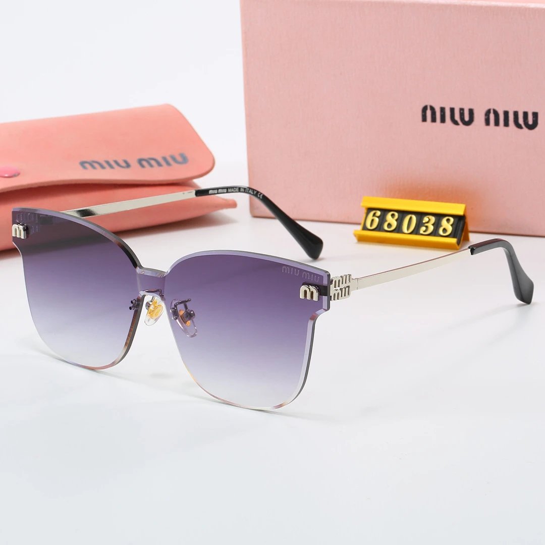 Miu Miu Brown Tinted Lens Square Sunglasses, Polished Frame Style 14