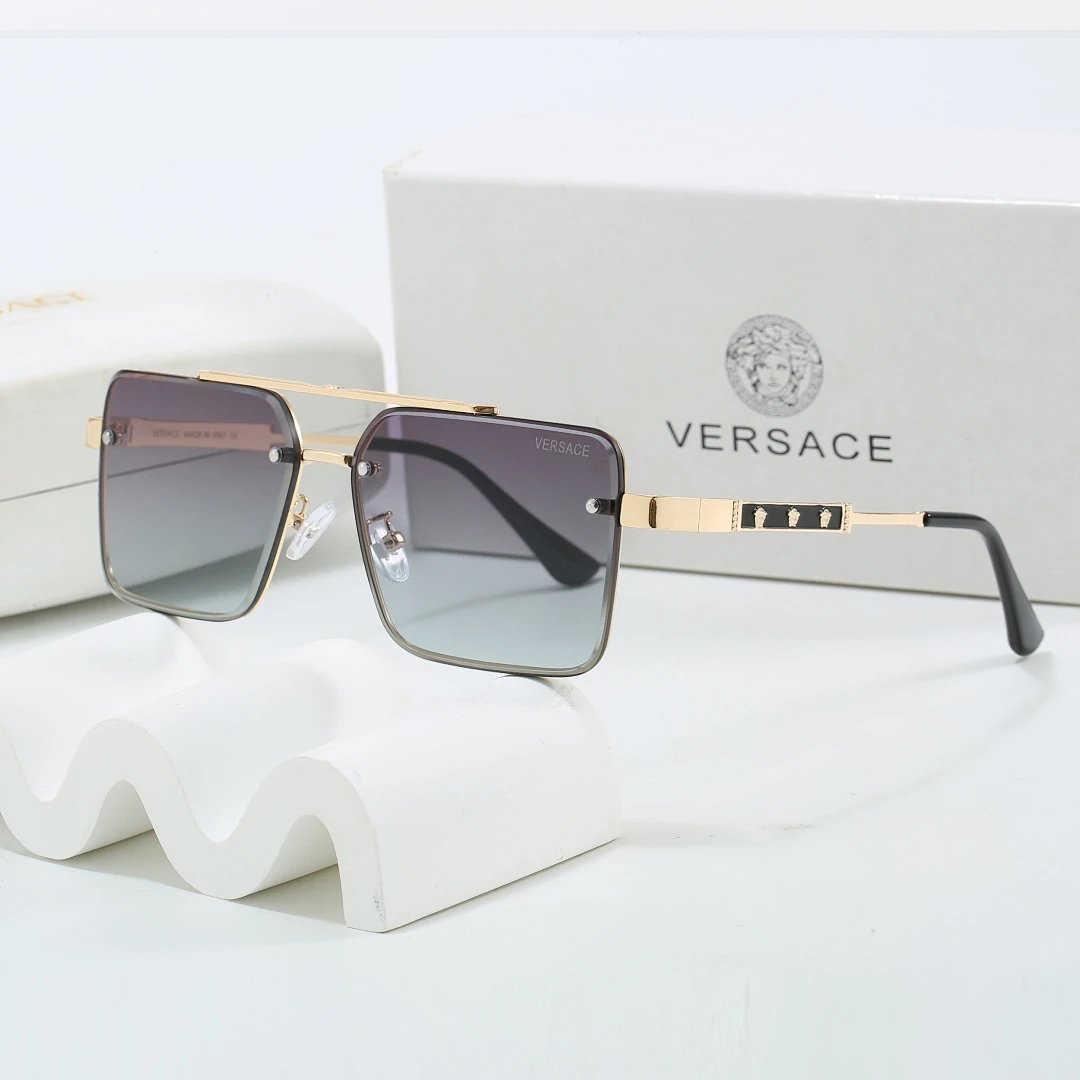Versace Gray Tinted Lens Square Sunglasses, Polished Frame Style 20