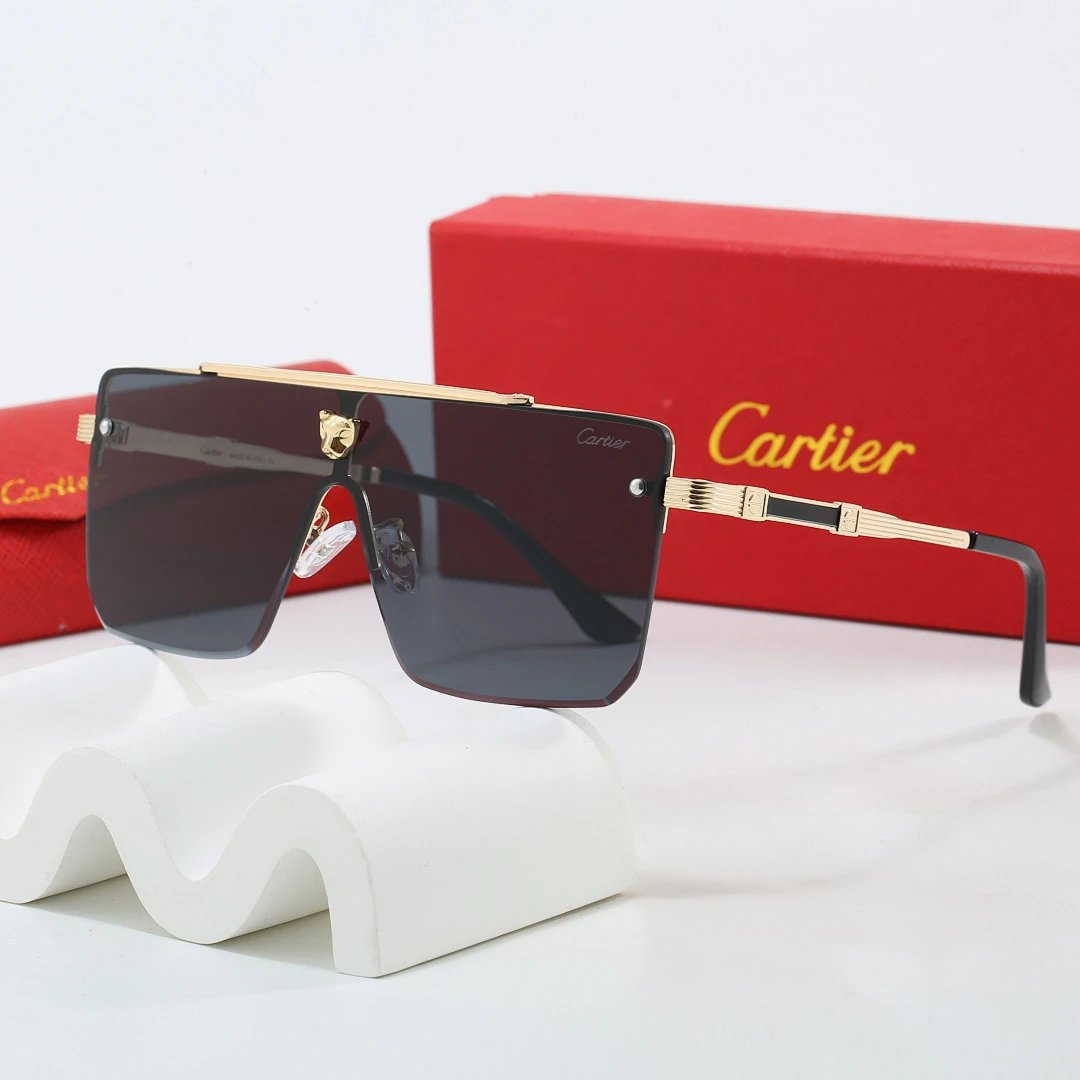 Cartier Red Tinted Lens Geometric Sunglasses, Polished Frame Style 06