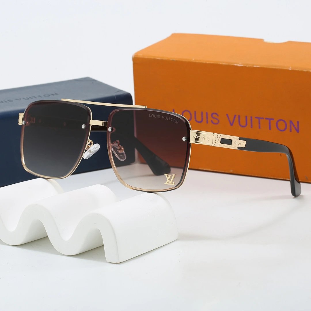 Louis Vuitton Brown Tinted Lens Square Sunglasses, Polished Frame Style 18