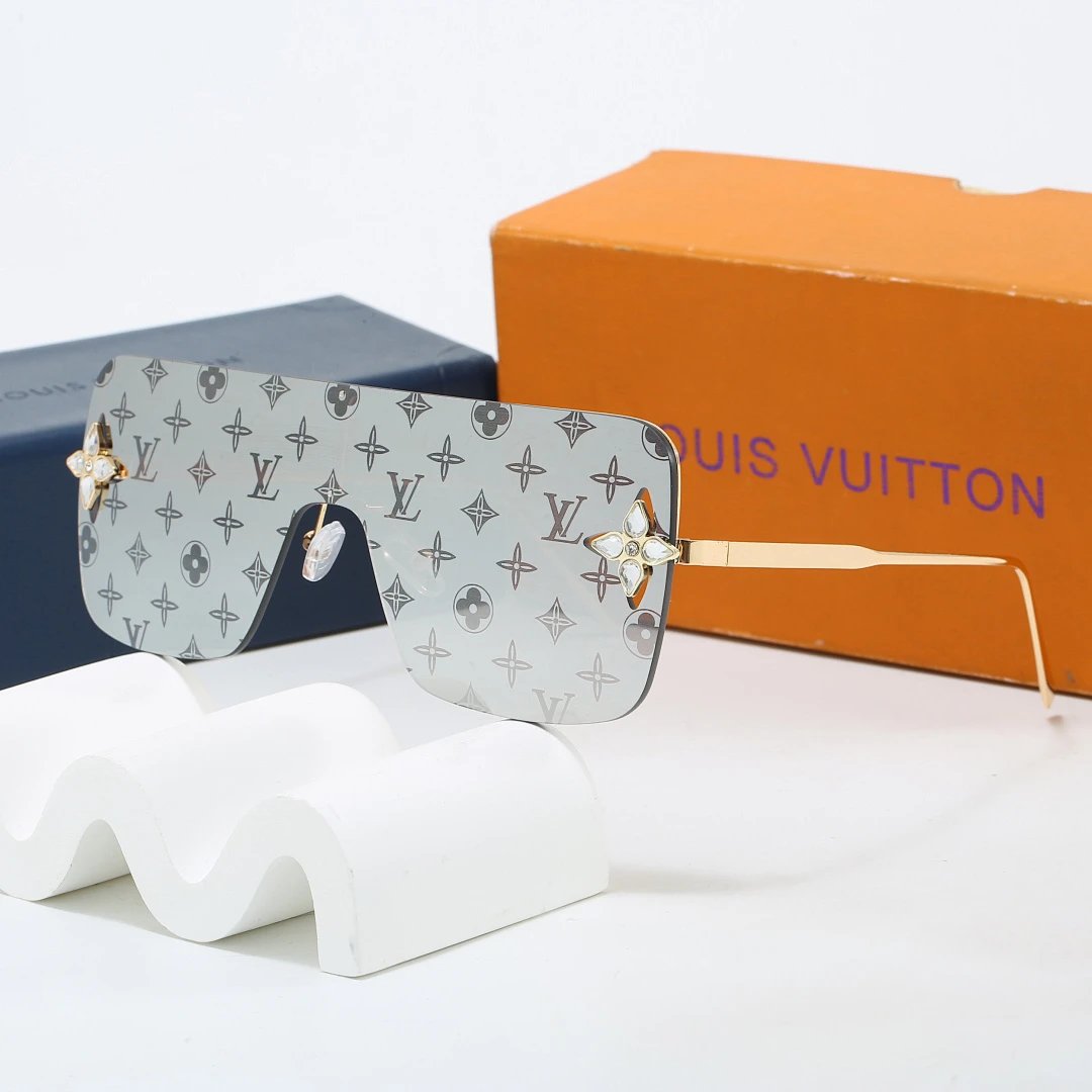 Louis Vuitton Brown Tinted Lens Square Sunglasses, Polished Frame Style 11