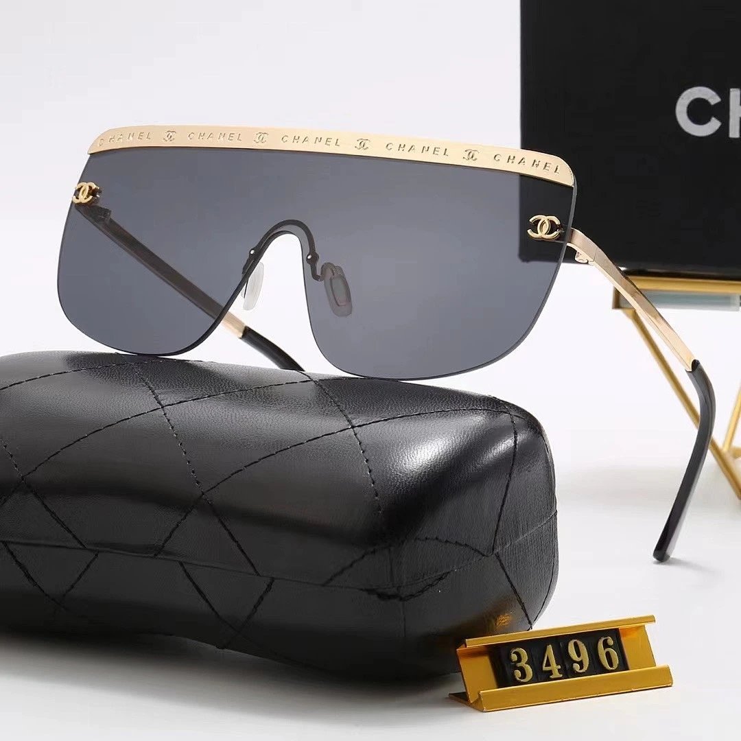 Chanel Black Tinted Lens Square Sunglasses, Polished Frame Style 07