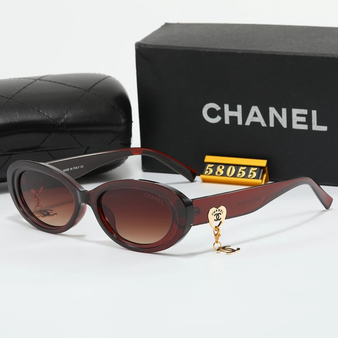 Chanel Black Tinted Lens Square Sunglasses, Polished Frame Style 21