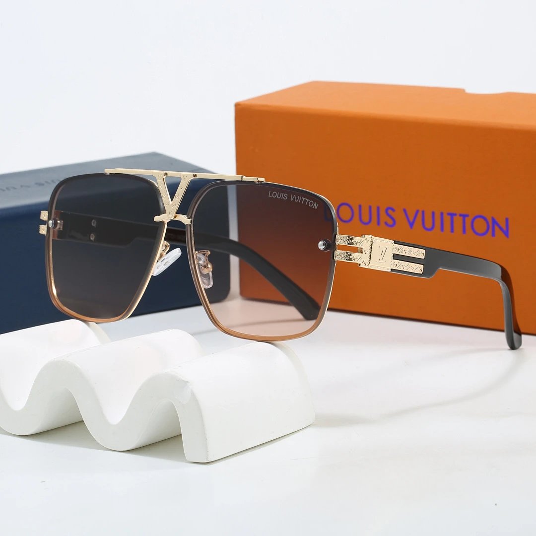Louis Vuitton Brown Tinted Lens Square Sunglasses, Polished Frame Style 26