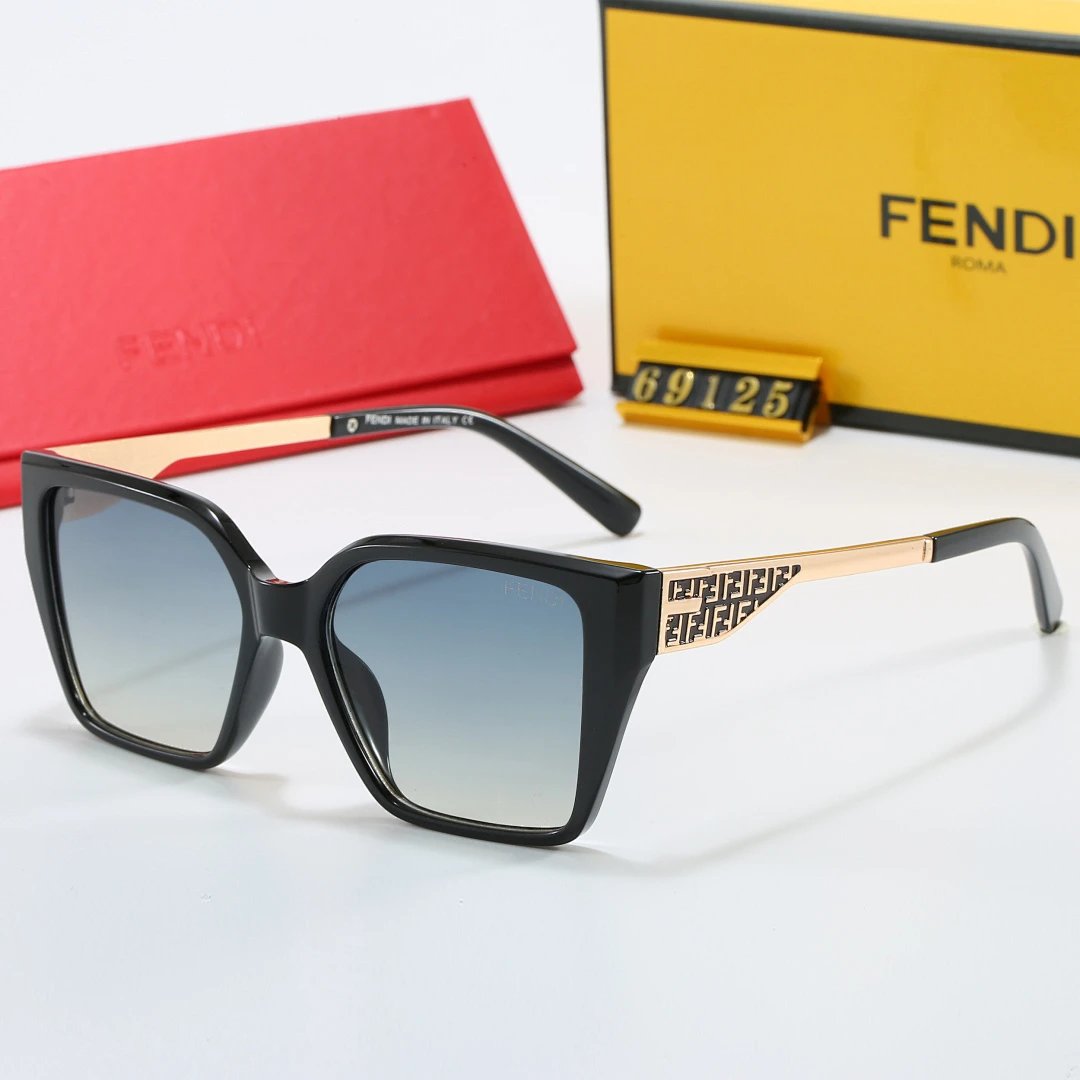 Fendi Brown Tinted Lens Square Sunglasses, Polished Frame Style 09
